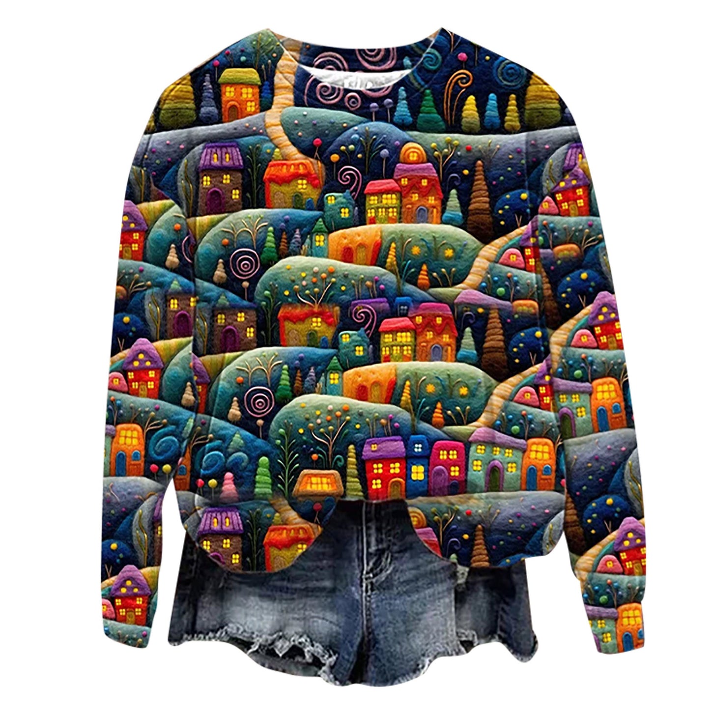 Jule-streetfashion-T-shirt med rund hals