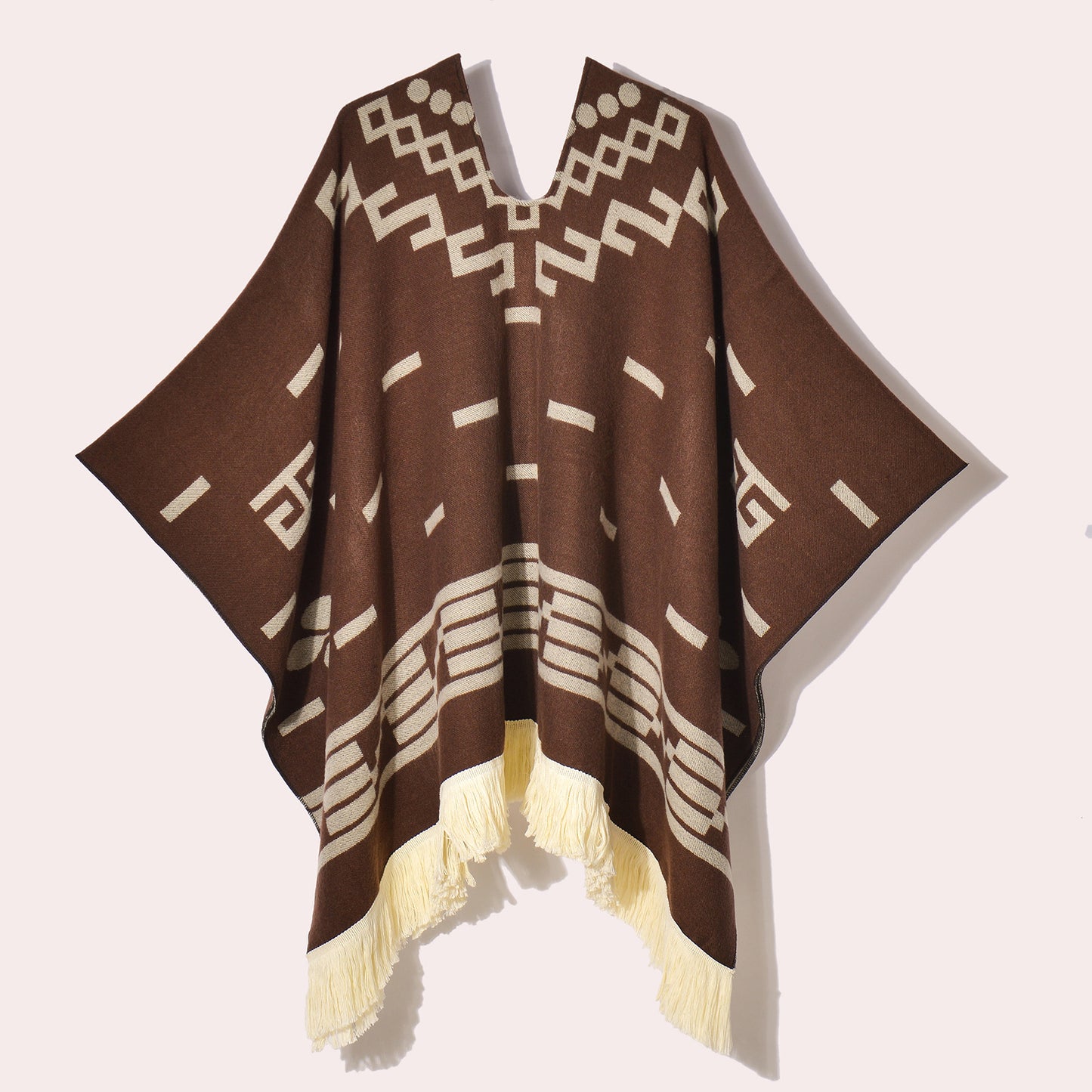 Western Denim Style Men's And Women's Shawl Tassel Pullover Keep Warm Outdoor Large Cloak