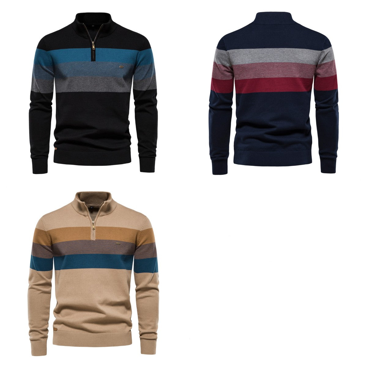 Europe And America's New Men's Chest Stand Collar Sweater