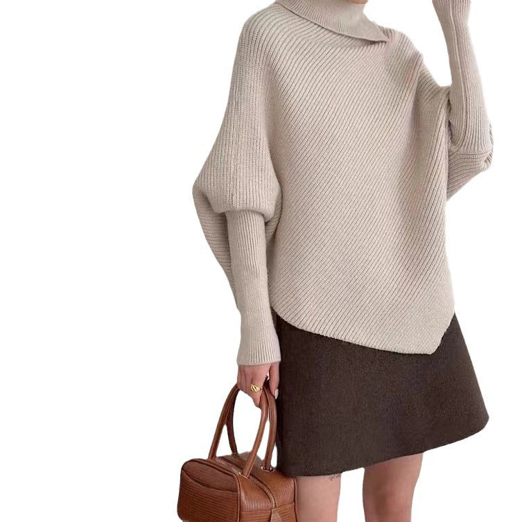 Irregular Turtleneck Sweater Women's Top