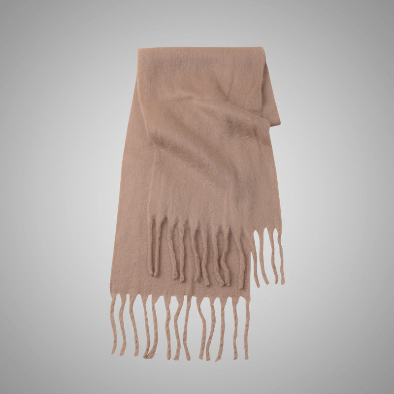 Mohair Casual Stil Blød Fluffy Ensfarvet Varmt Tørklæde