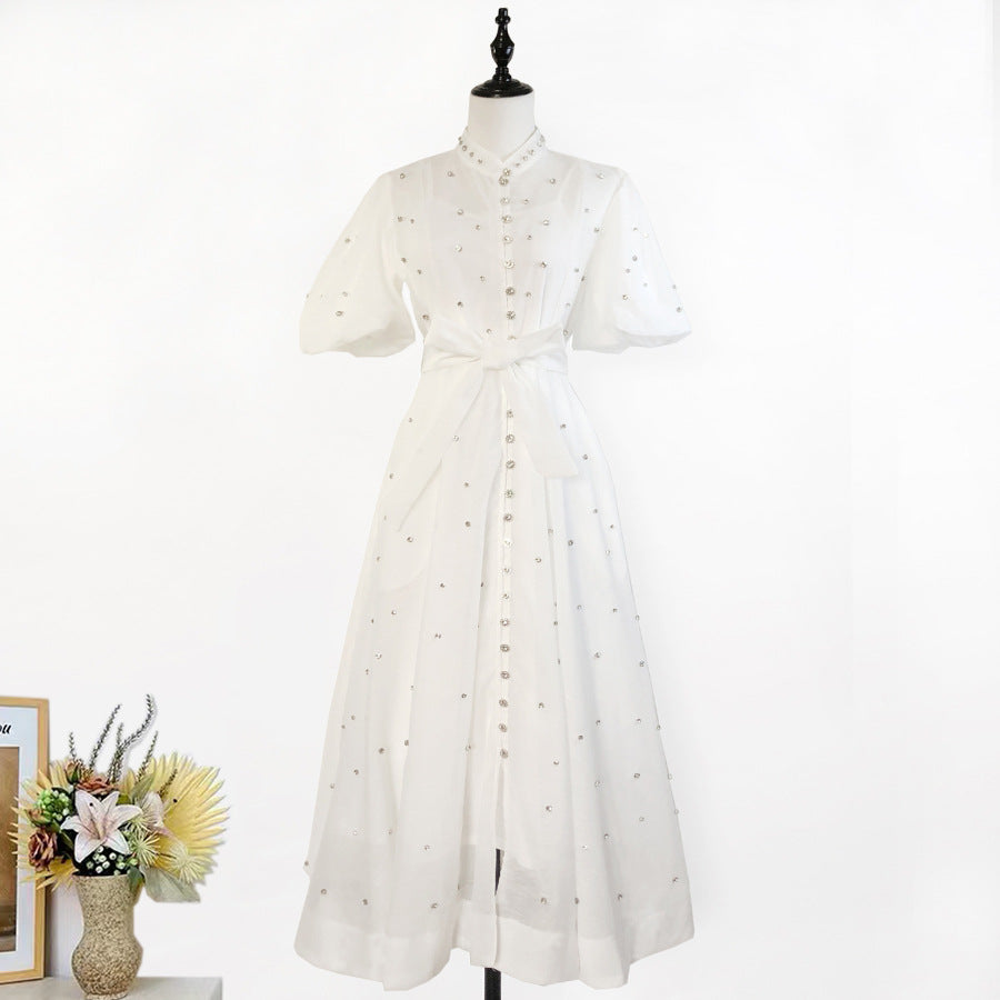 Womens Vintage-Style Floral Print Cinched Waist Dress