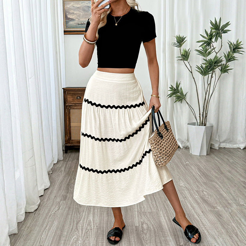 New Women's Color-block Patchwork Skirt