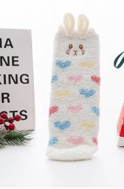 Christmas Stocking Triangle Boxed Coral Velvet Floor Socks Thickened