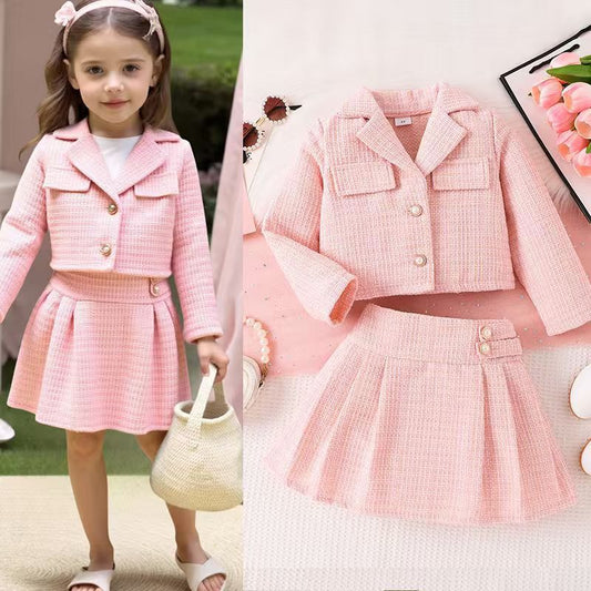 Long-sleeved Coat With Mid-waist Skirt Two-piece Set