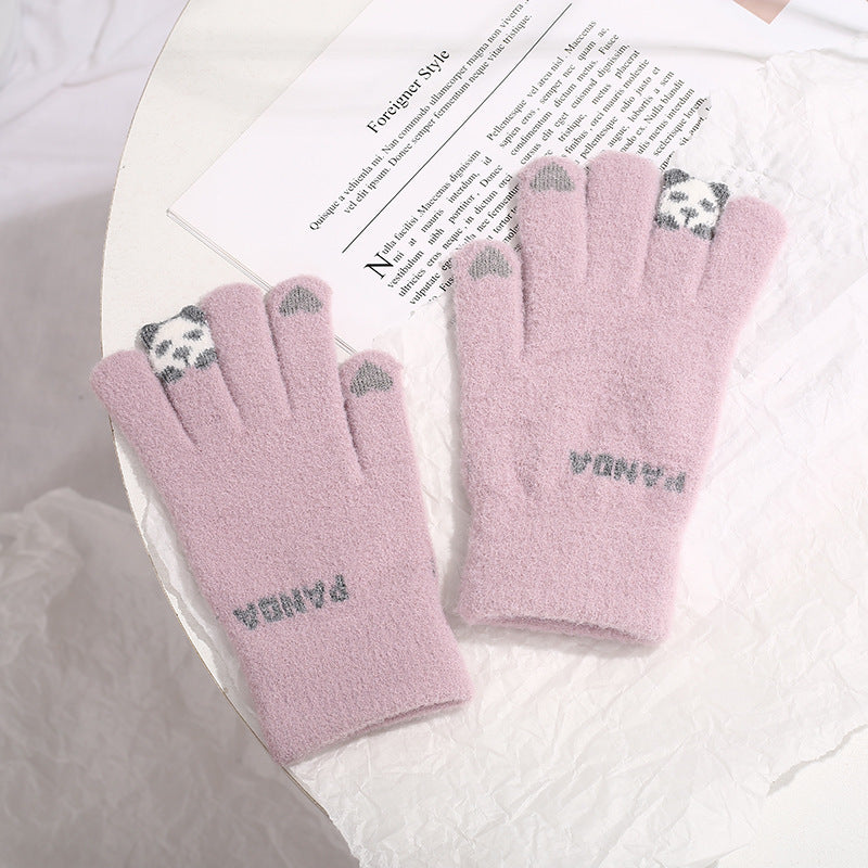 Women's Winter Touch Screen Warmth Thick Faux Wool Gloves
