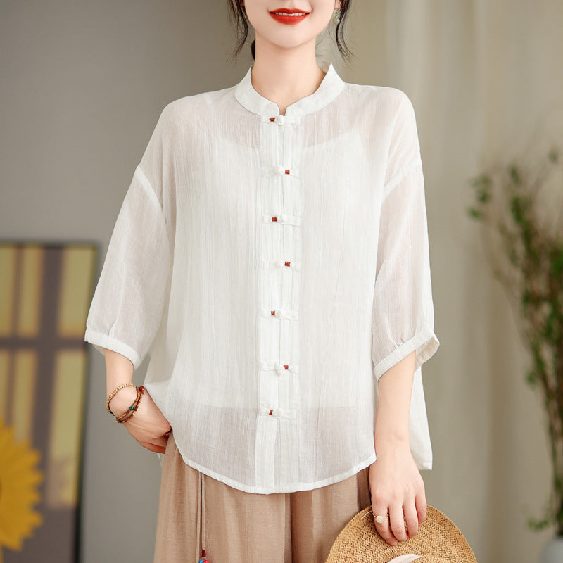 Real Shot Improved New Chinese Style Open Shirt