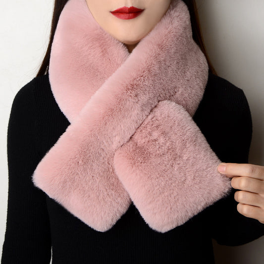 Plush Scarf Artificial Rex Rabbit Fur Thick Warm
