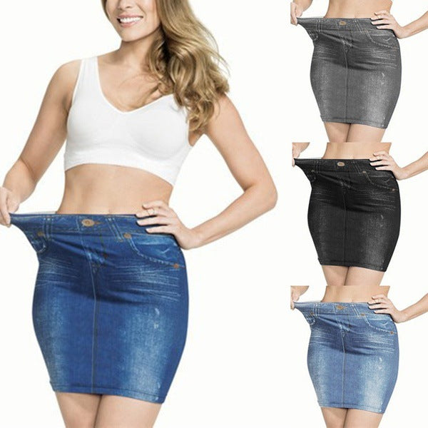 Lommecorset Faux Denim Culottes Plus Size Sømløse Yogabukser
