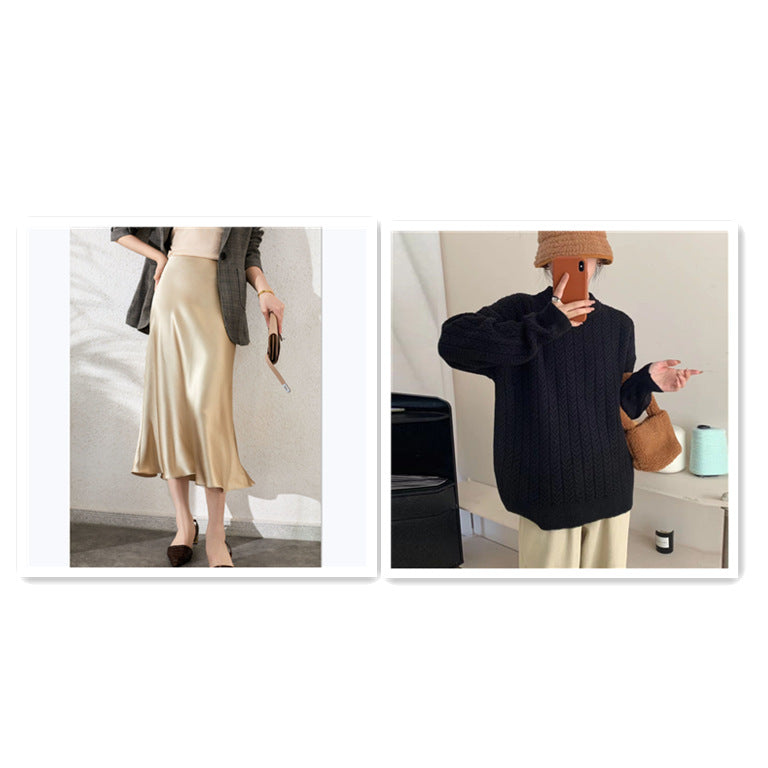 Women's Satin Retro Stretch Skirt