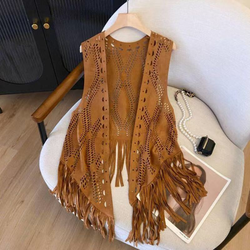 Ladies Tassel Vest Hollow Fashion Casual Jacket