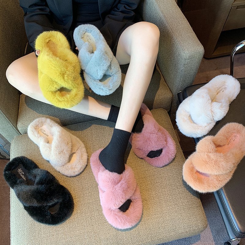 New autumn and winter cross flat-bottomed flip flops