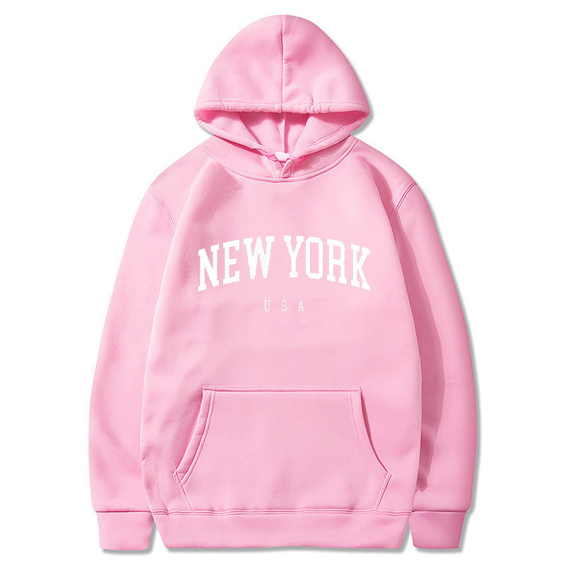 Printed Casual Sports Velvet Padded Hooded Sweatshirt Women's Autumn And Winter