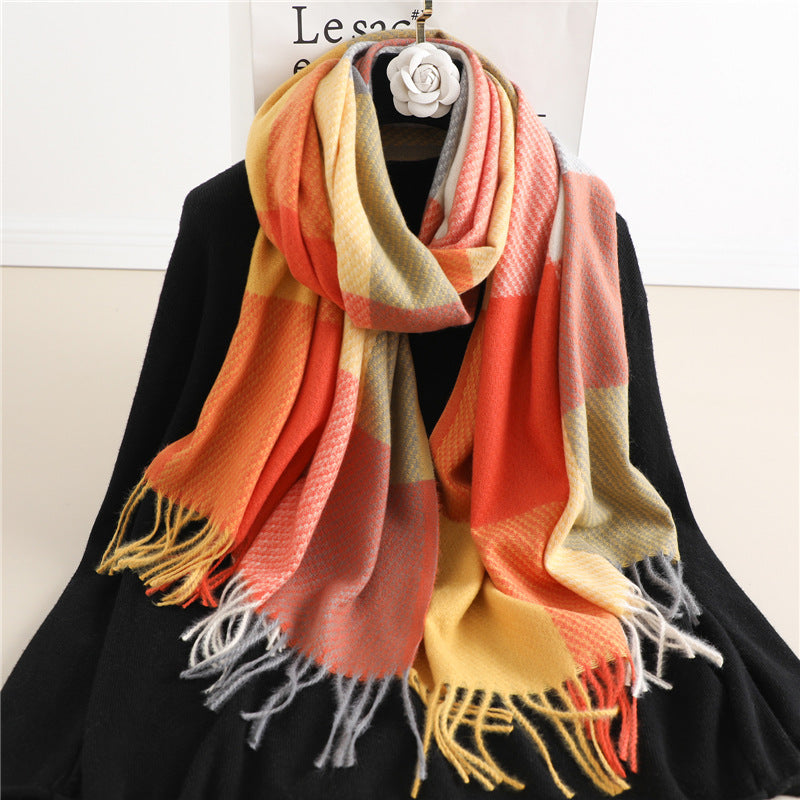 Color Matching Scarf Women's Tassel Casual Decorative Shawl