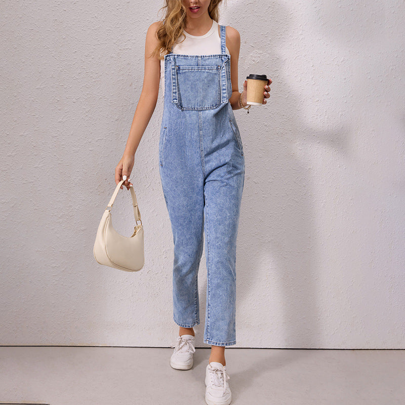 Autumn Loose Casual Simple Suspenders Pants