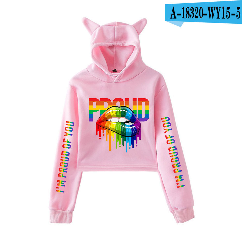 Girl Navel Exposed Cat Ear Sweater