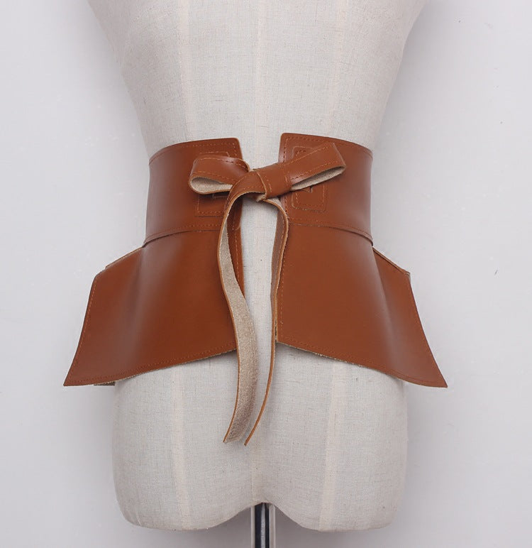 New European Style Fashion All-match Super Wide Bow Tie Belt Women's Wide Girdle