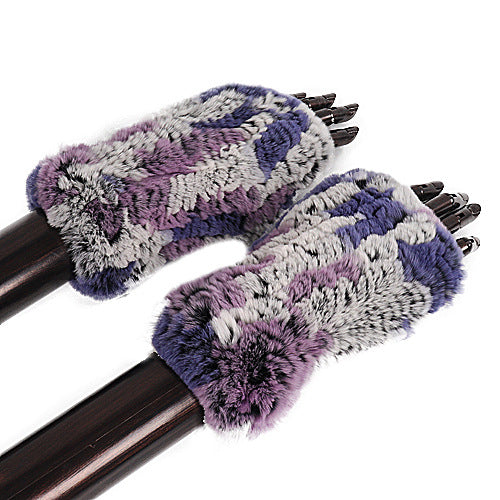 Rex Rabbit Fur Real Fur Cute Half Finger Thickened Gloves