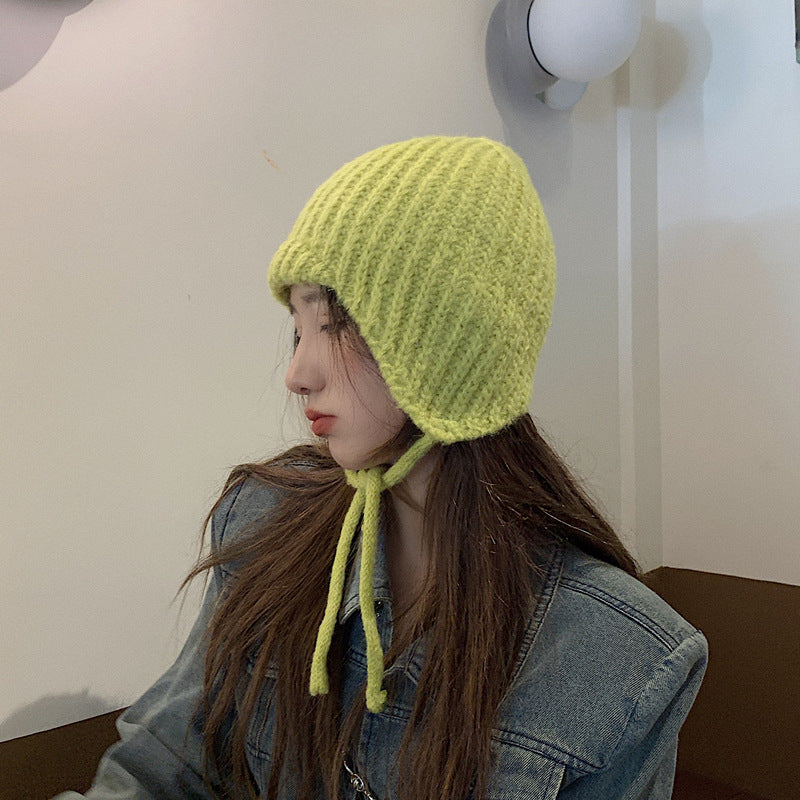 Green Warm Ear Protection Knitted Wool Hat