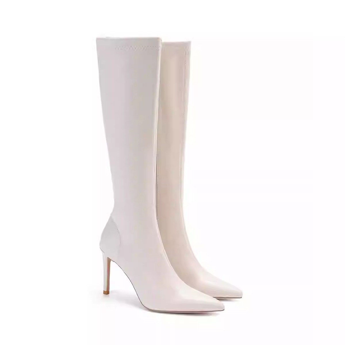 Womens Solid Color Casual White Pointedtoe Overtheknee Boots