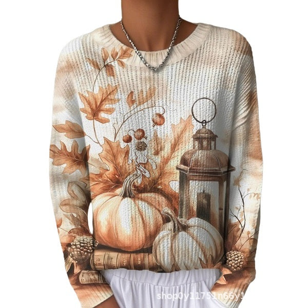 Sød og afslappet sweatshirt med rund halsudskæring og print til kvinder
