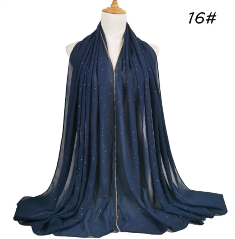 Summer Chiffon 70X180cm Pearl Beaded Scarf