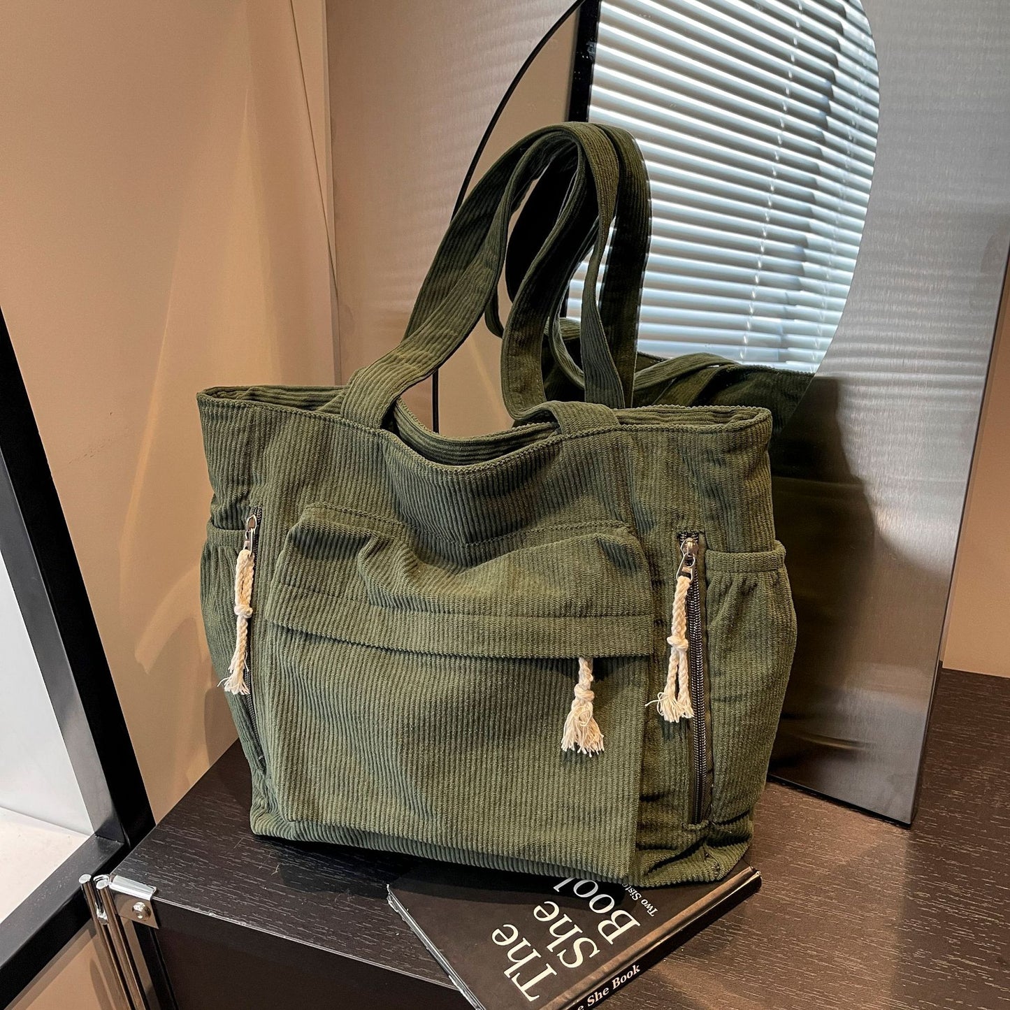 Corduroy Casual Versatile Large Capacity Bag