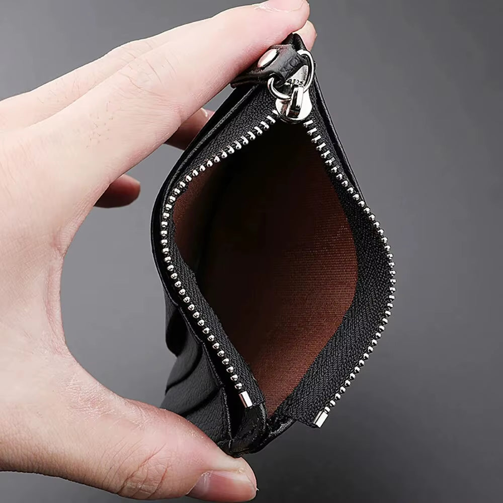 Mini Credit Card Wallet Id Card Holder Men'S Small Wallet Thin Sleeve Zipper Short Coin Wallet