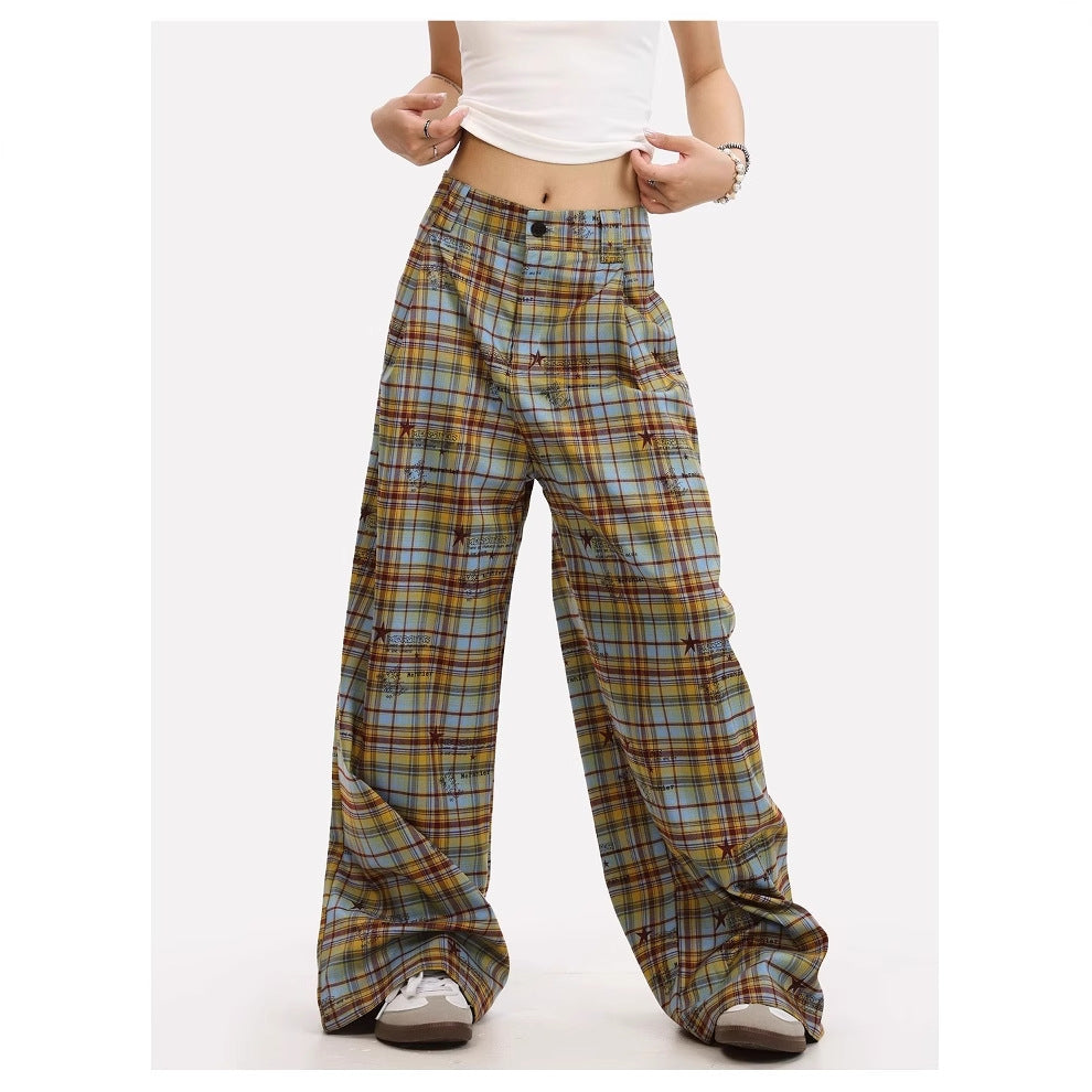 American Retro Contrast Color Striped Graffiti Wide-leg Casual Pants