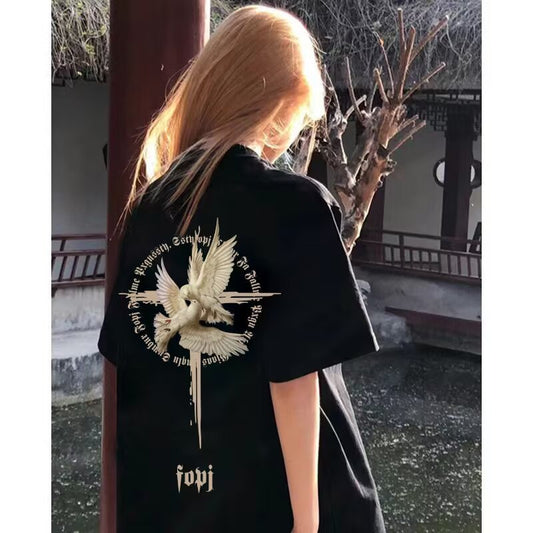 Women's Simple Printed Loose Short Sleeve