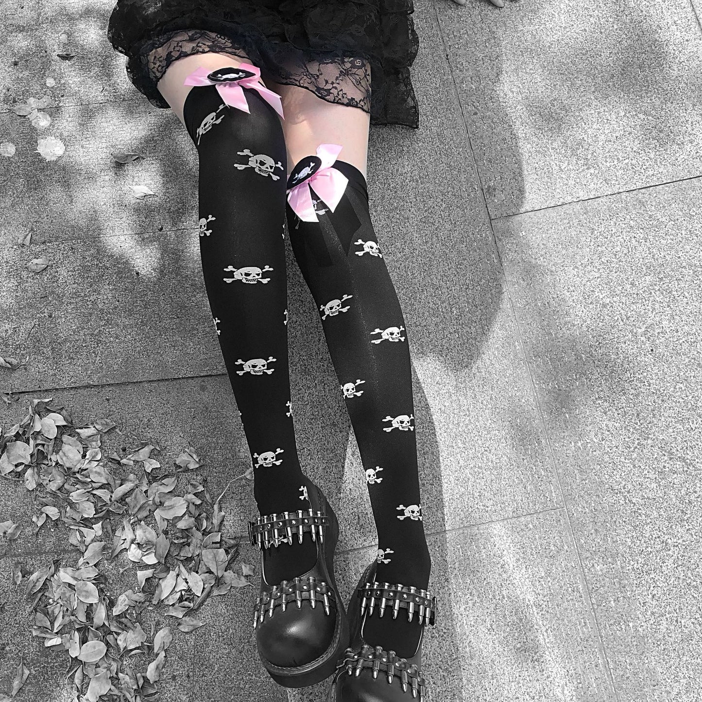 Stockings Children Lolita Bowknot Harajuku Black Pink Punk JK Leg Socks
