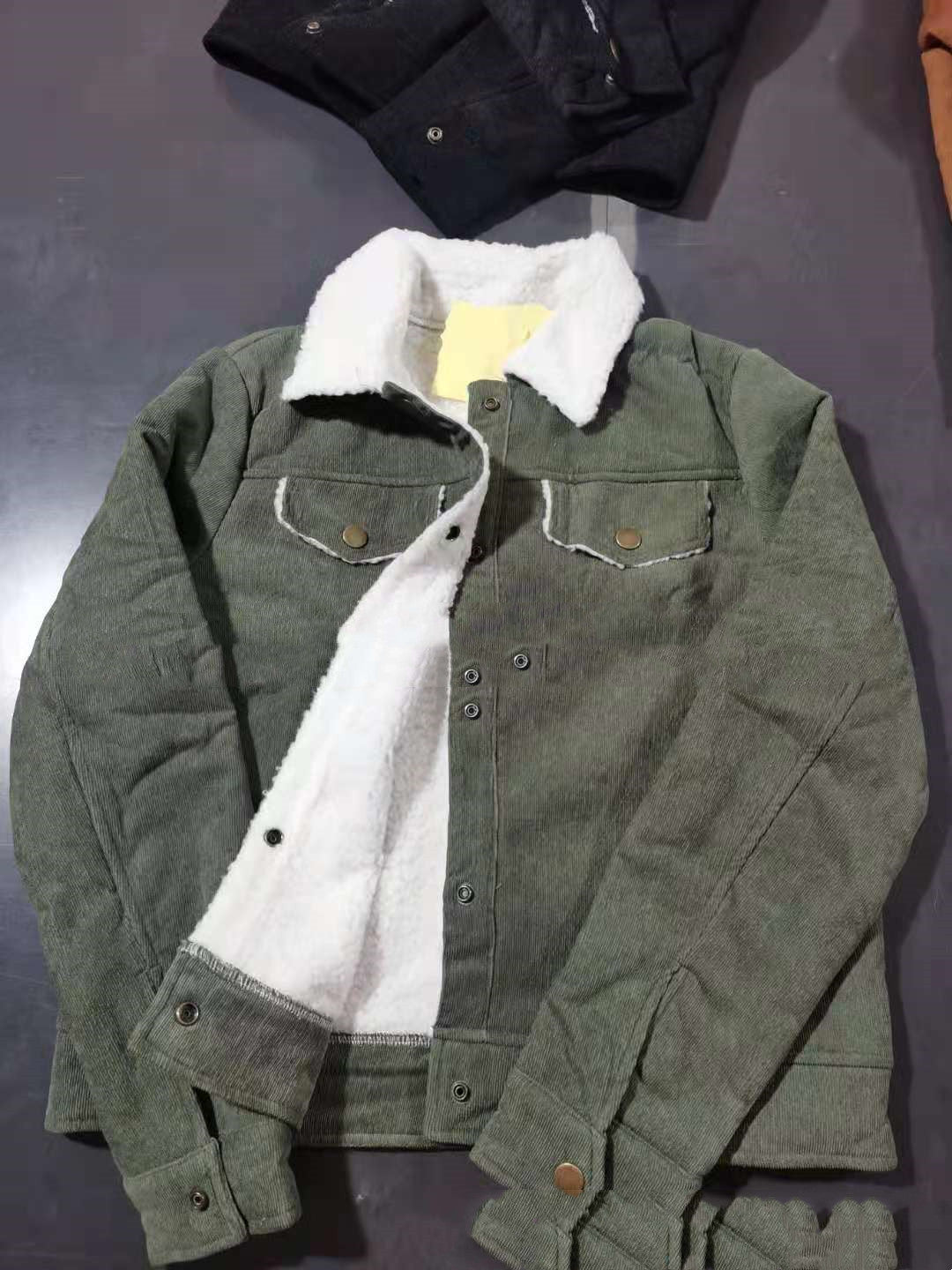 Ladies Wool Collar Lamb Wool Corduroy Stitching Jacket