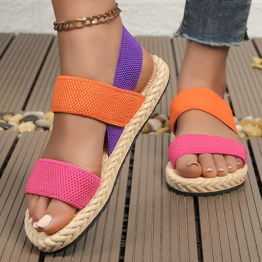 Women's Non-slip Wear-resistant Comfortable Soft Bottom Color Flat Sandals