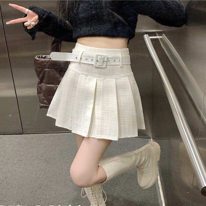 Women's Fashion Tweed Pleated Half-body Skirt