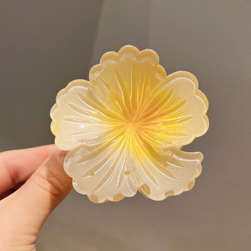 Gradient Color Curly Heart Flower Barrettes Large Headdress