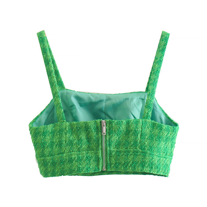 Women's Hollow-out Back Zipper Short Sling Top