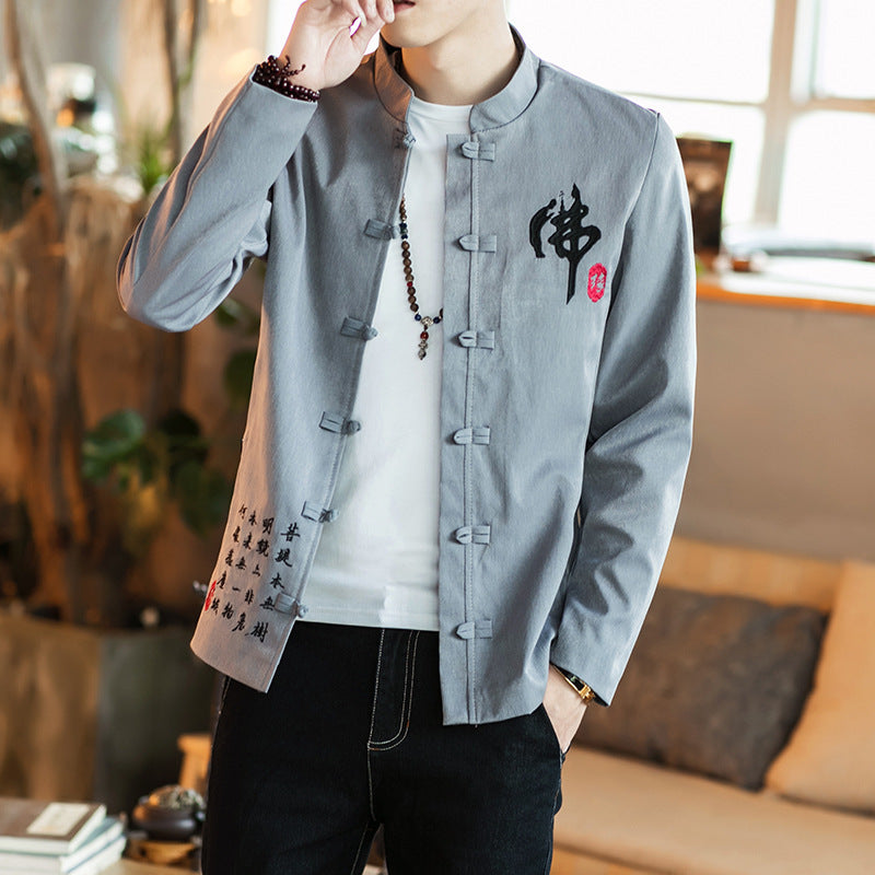 Chinese Style Men's Embroidered Buddha Casual Jacket