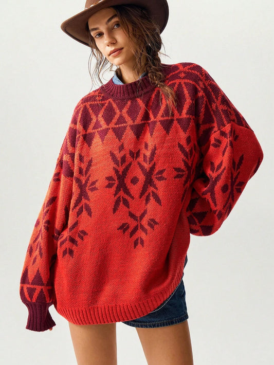 Women's Winter Casual Round Neck Long Sleeved Sweater