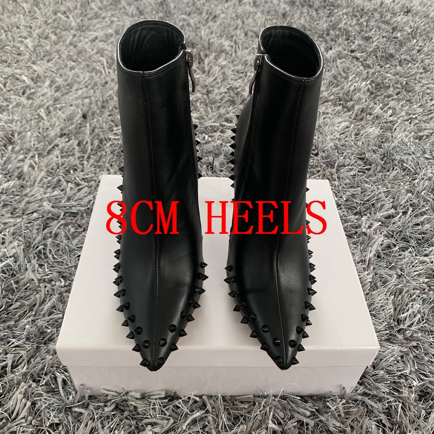 Suede Pointed Gray Rivets Women's Boots Side Zipper British Style Martin Boots
