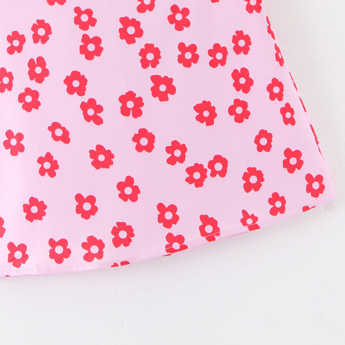 European And American Satin Flowered Skirt