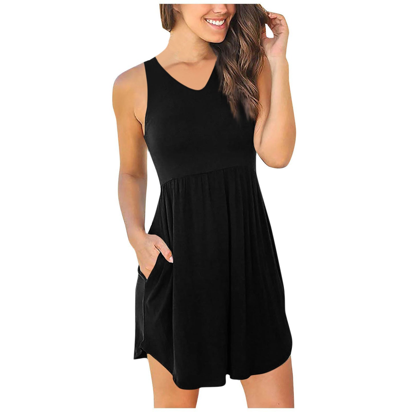V-neck Knitted High Waisted Vest Dress