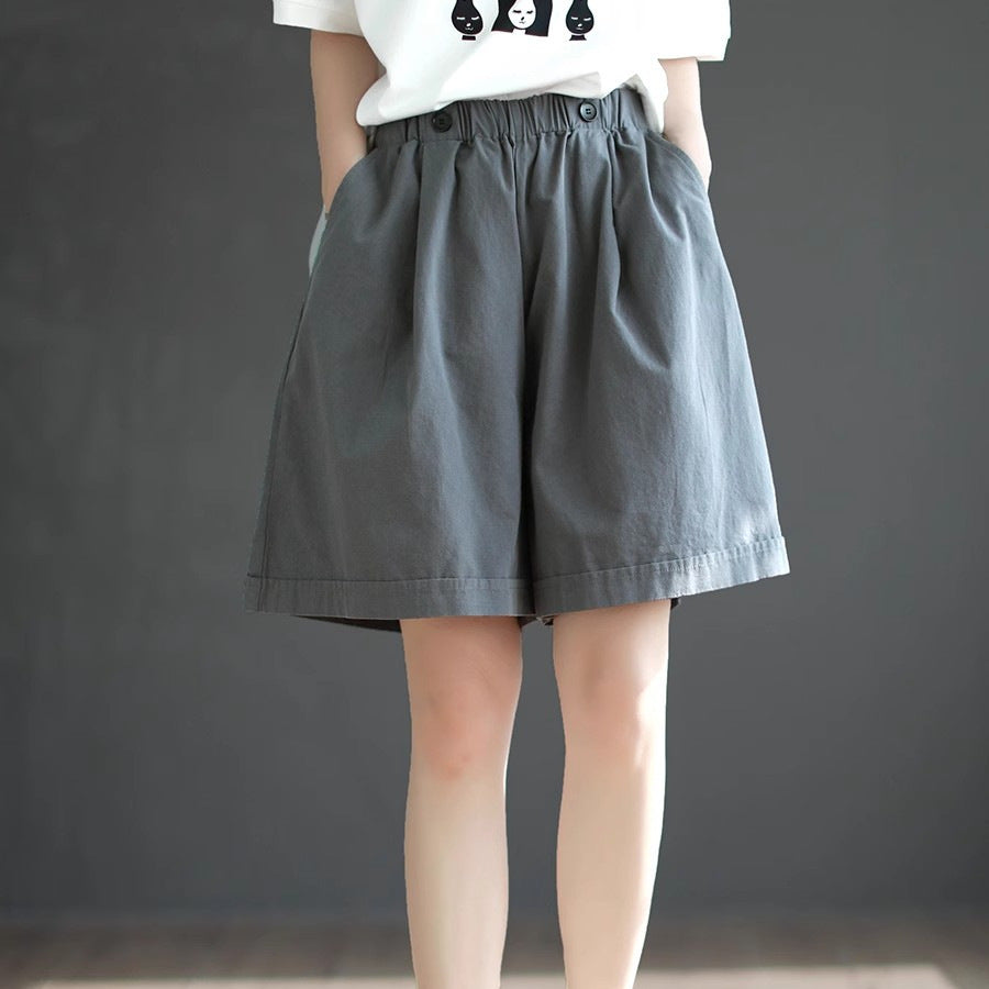 Pure Cotton Six-Color Shorts Womens Plus Size Loose Summer Retro