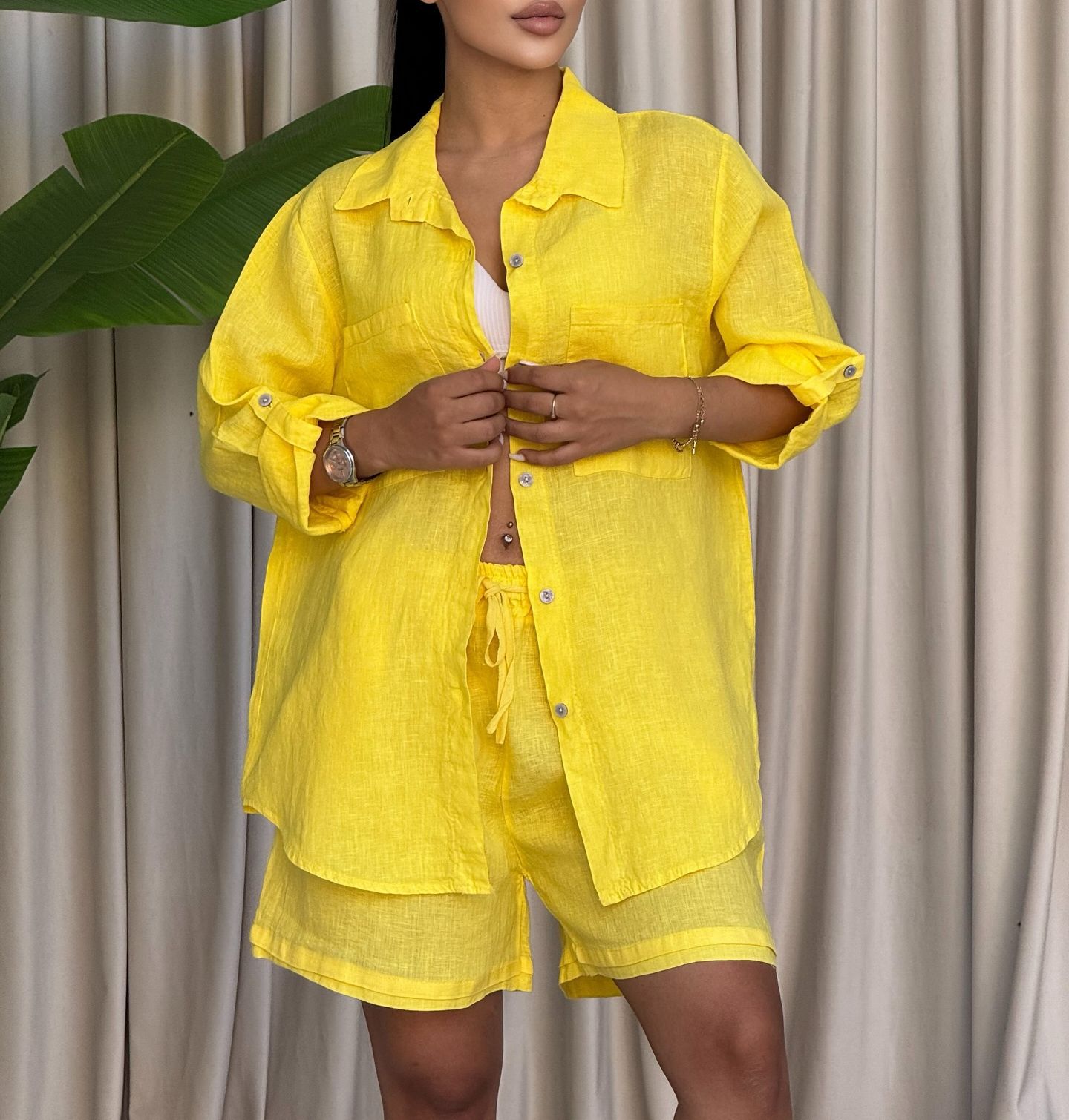 AutumnWinter Long Sleeve Shirt And Loose Pants Two Piece Set