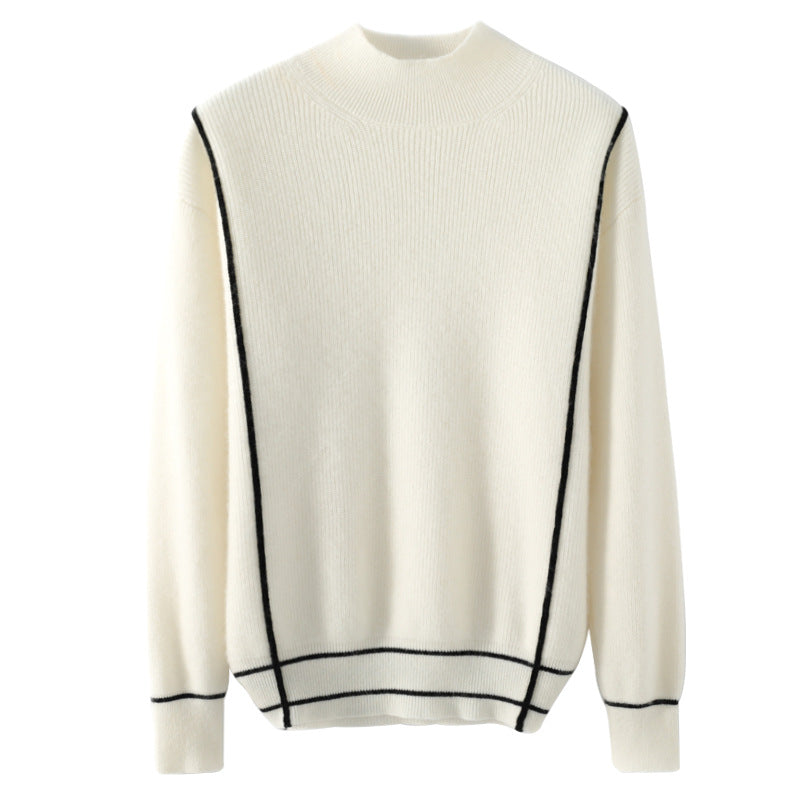 Simple All-match Pure Wool Women's Knitted Bottoming Shirt Loose