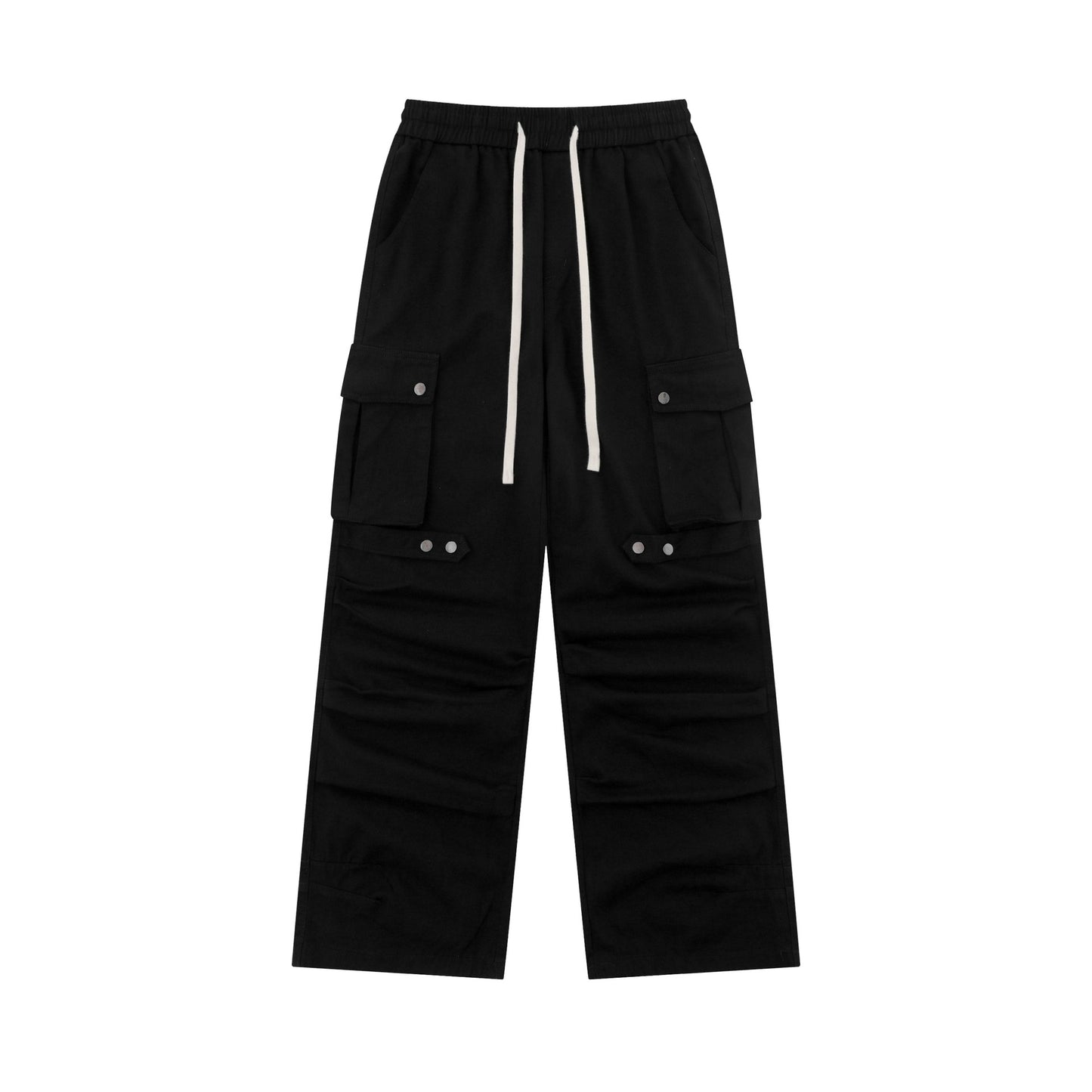 Pleated Elastic Waist Retro Wide Leg Workwear Pants