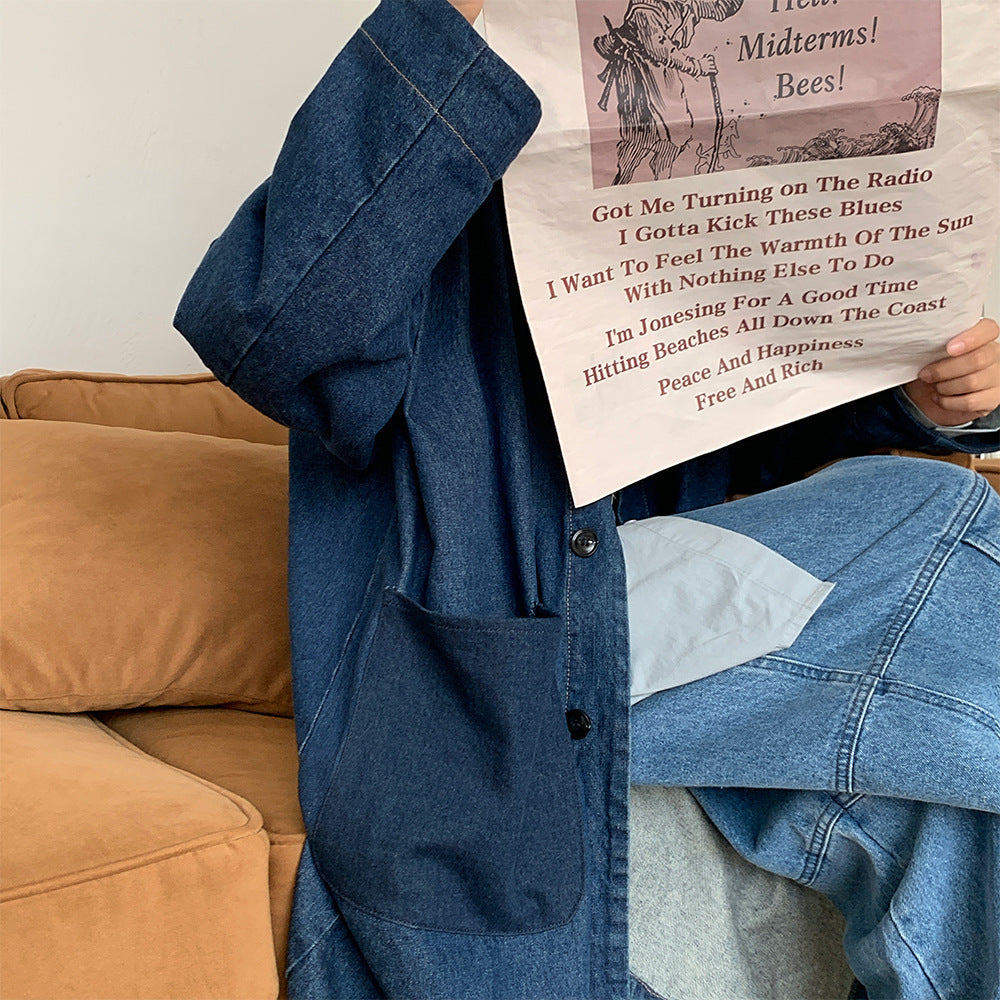 Autumn Mid-length Section Of The Japanese Jacket Hundred Washed Long-sleeved Tide