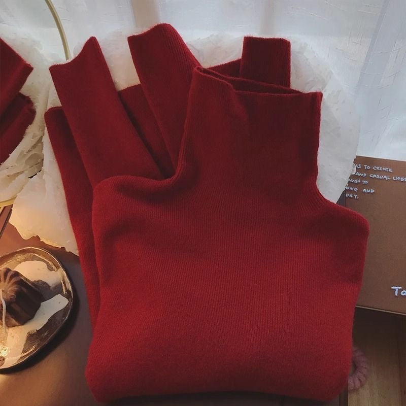 Slim Fit Turtleneck Base Thick Sweater For Women