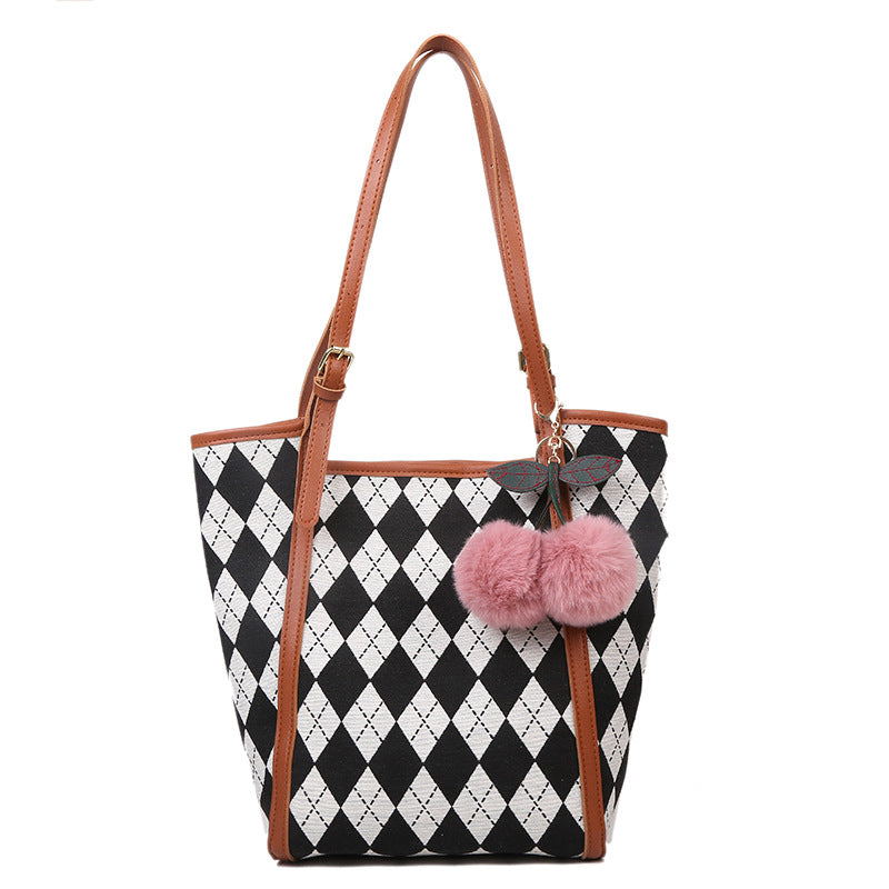 Winter Plaid Shoulder Bag Casual Handbag