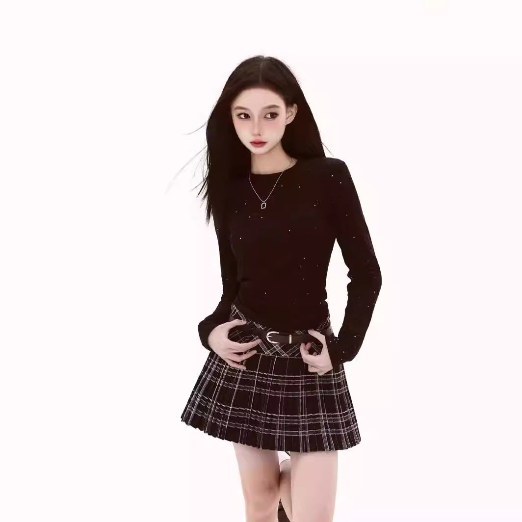 High Waist Slimming Sports Culottes College Classic Style Short Skirt
