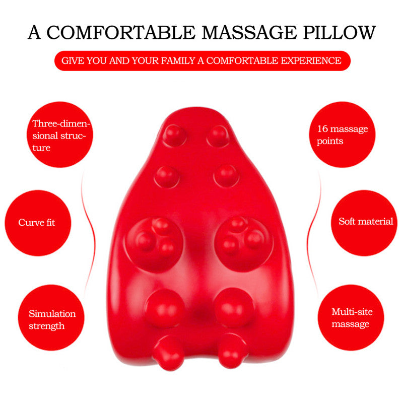 Red Waterproof PU Band Cervical Massage Pillow